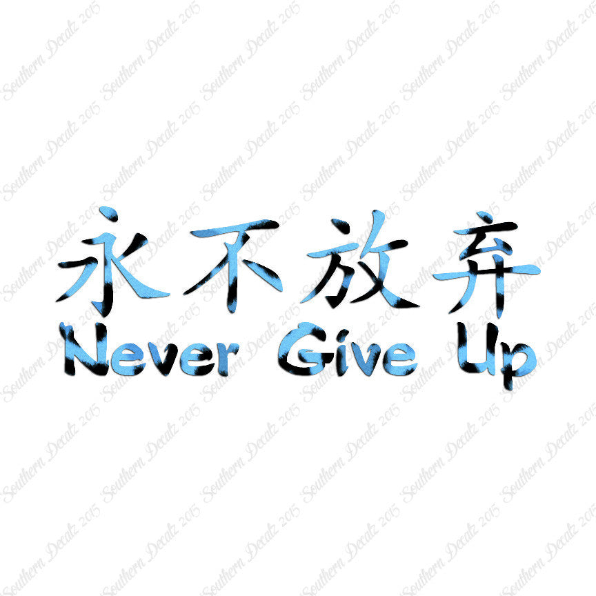 Chinese Symbols "Never Give Up"