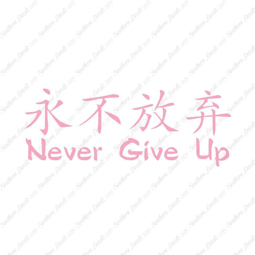 Chinese Symbols "Never Give Up"