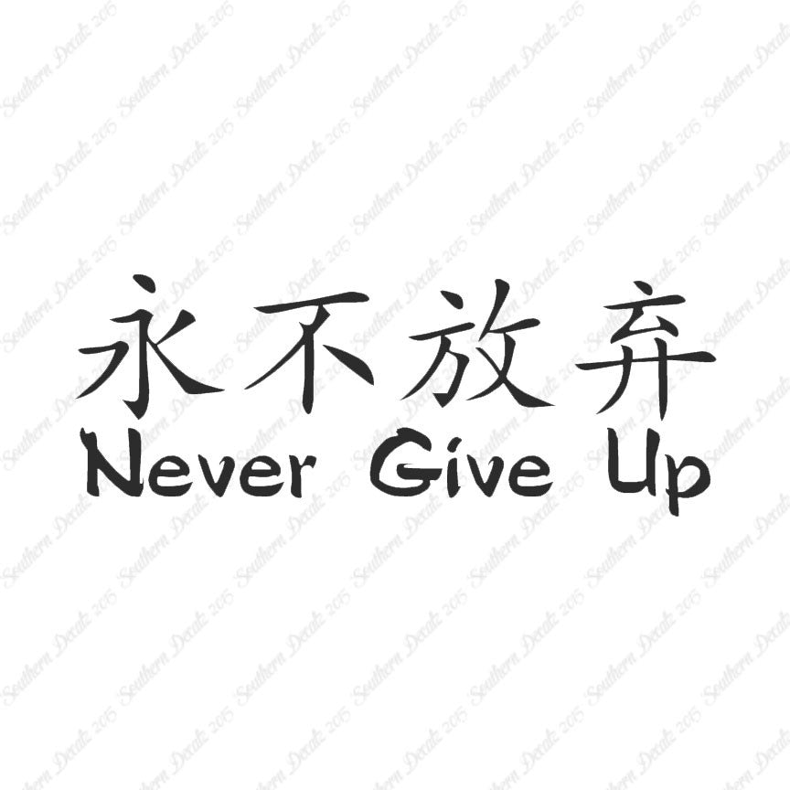 Chinese Symbols "Never Give Up"