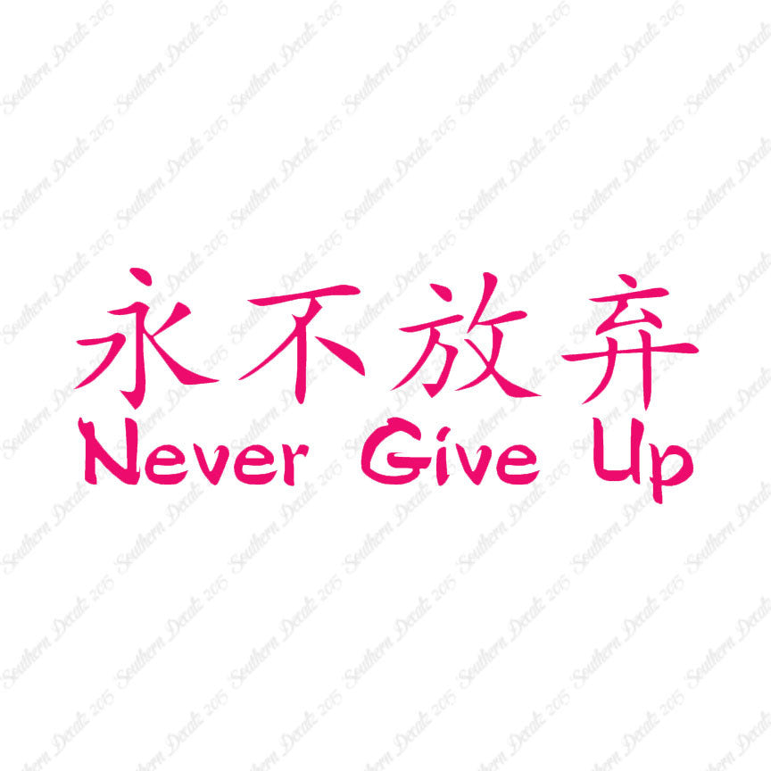 Chinese Symbols "Never Give Up"