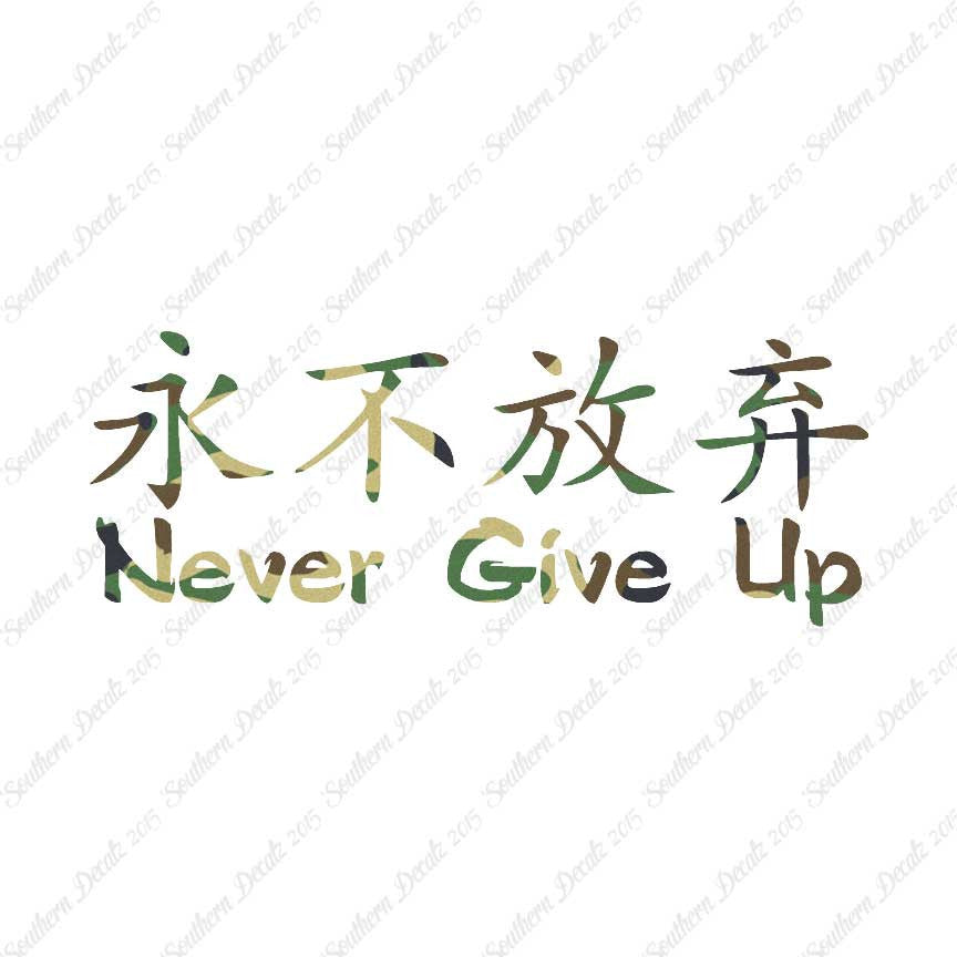 Chinese Symbols "Never Give Up"
