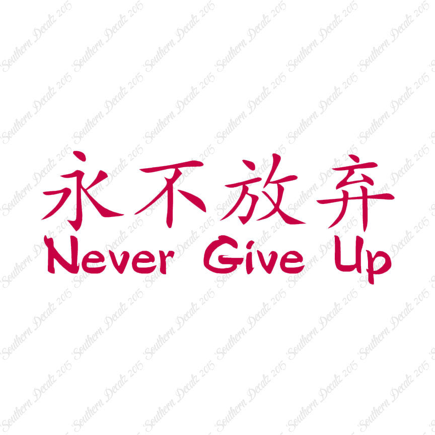 Chinese Symbols "Never Give Up"