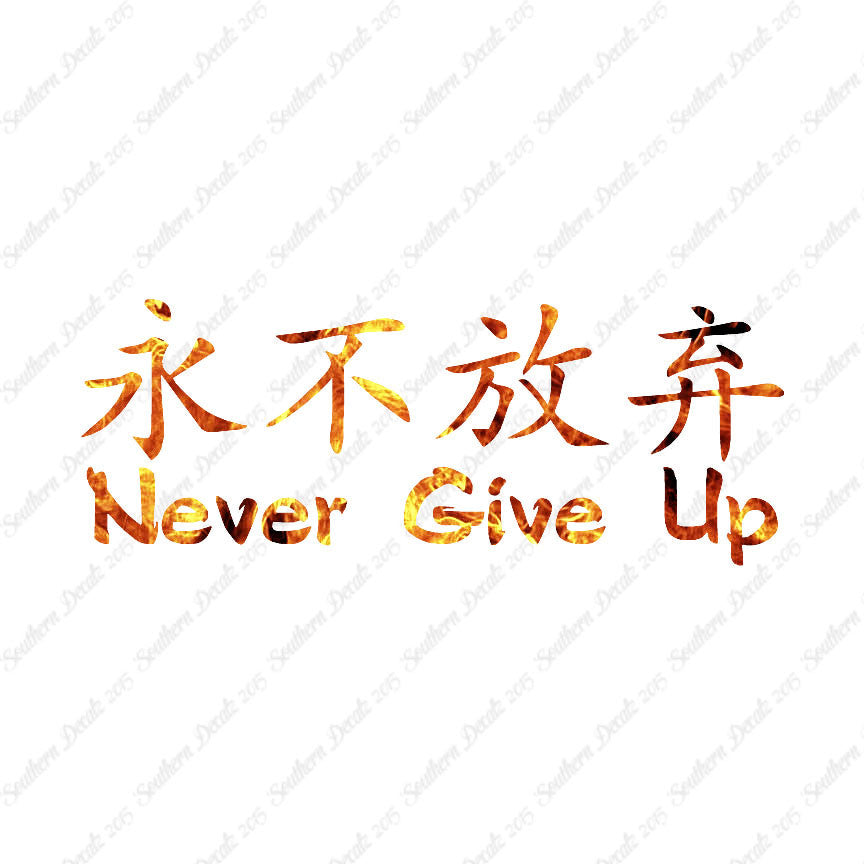 Chinese Symbols "Never Give Up"