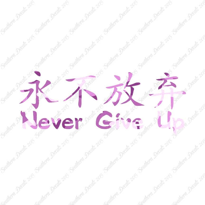 Chinese Symbols "Never Give Up"
