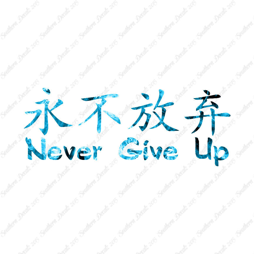 Chinese Symbols "Never Give Up"