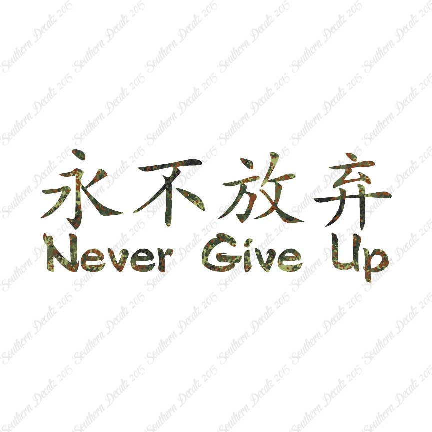 Chinese Symbols "Never Give Up"