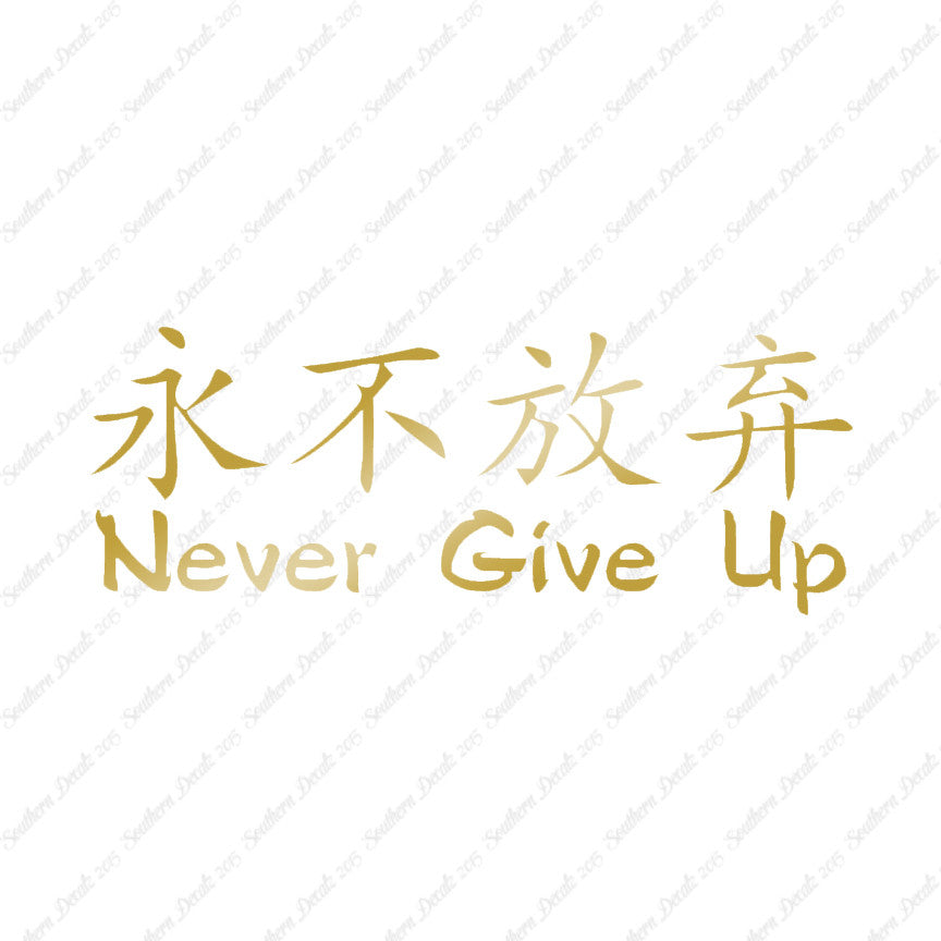 Chinese Symbols "Never Give Up"