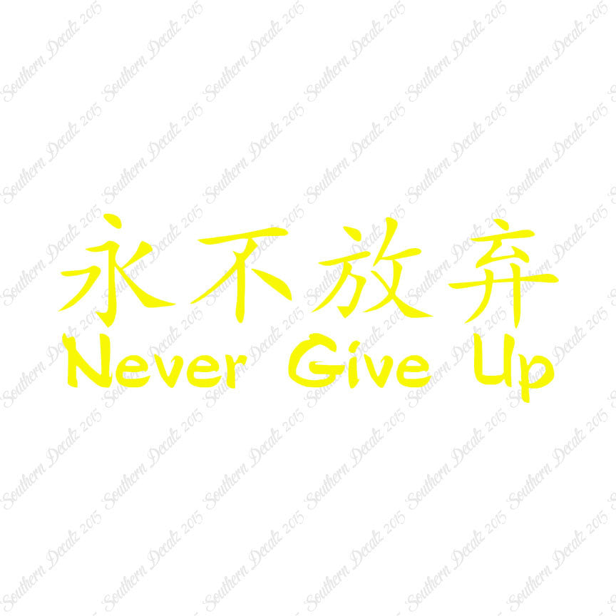 Chinese Symbols "Never Give Up"