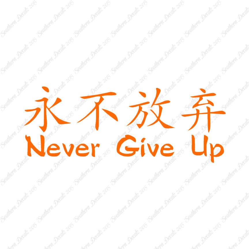 Chinese Symbols "Never Give Up"