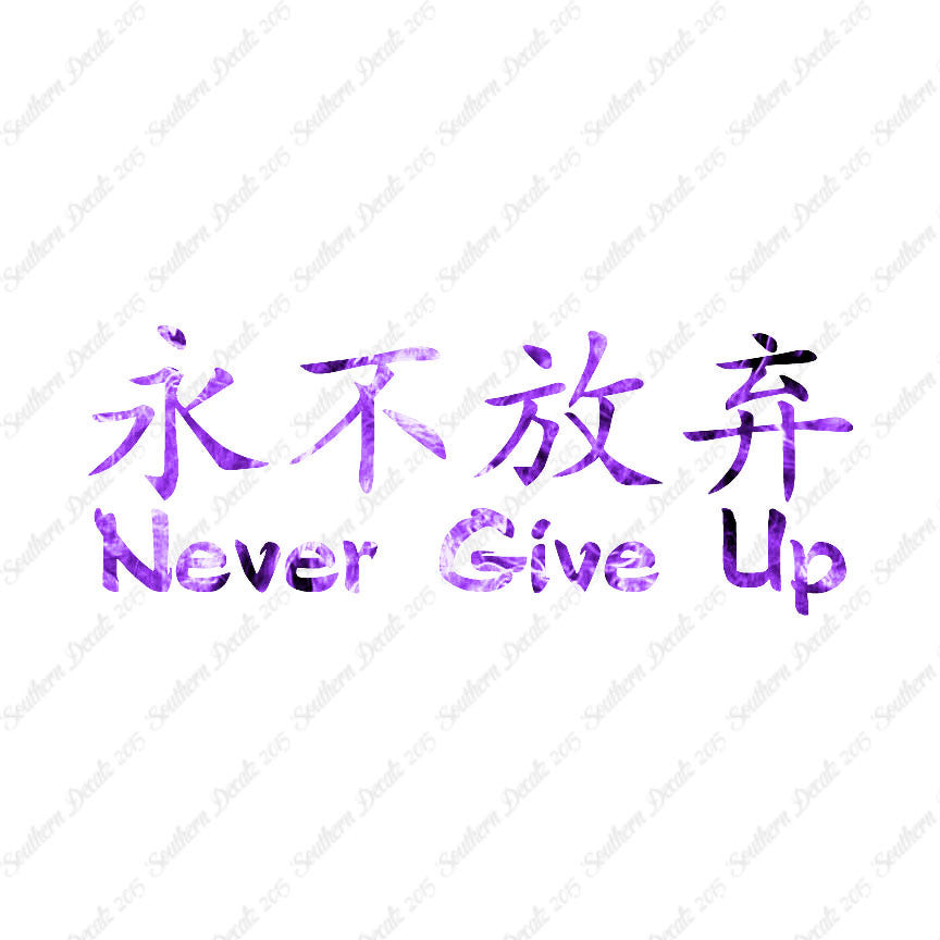 Chinese Symbols "Never Give Up"