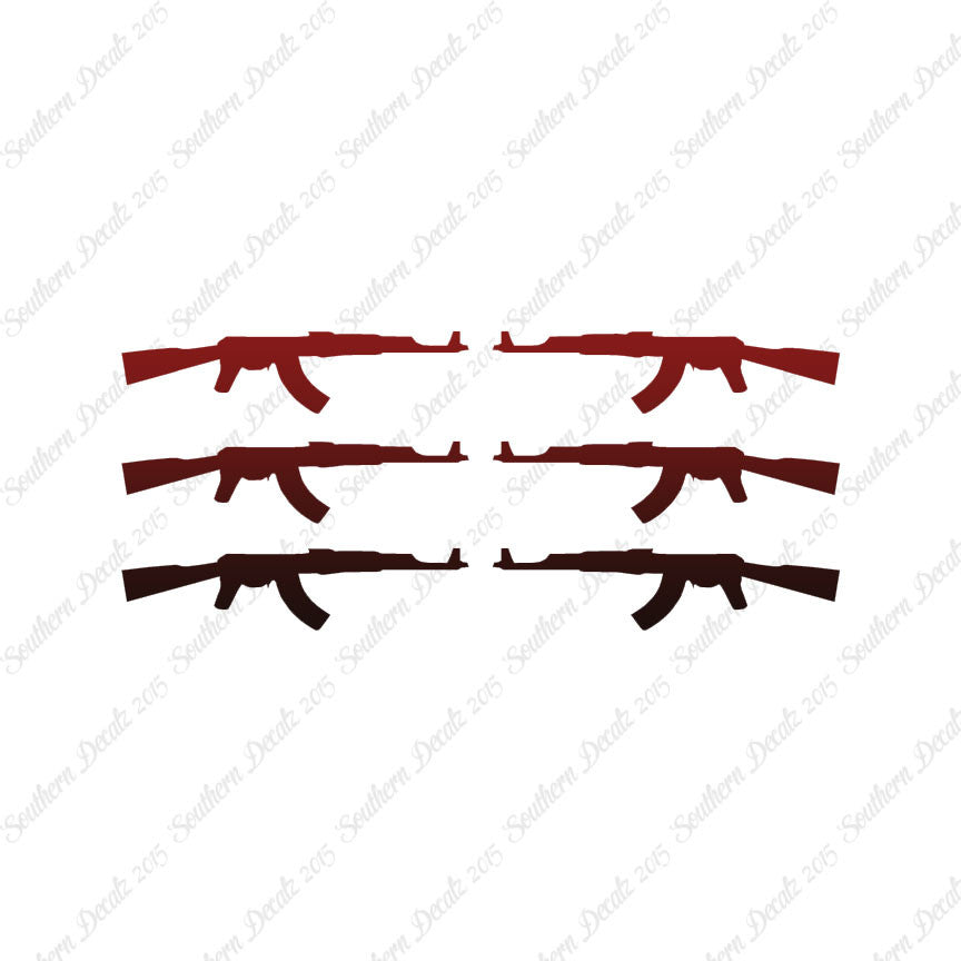 Set Of 6 AK47 Rifle Guns