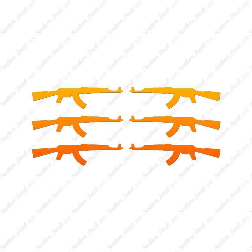 Set Of 6 AK47 Rifle Guns