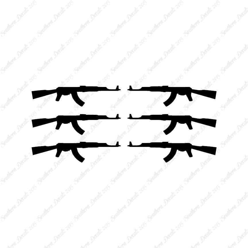 Set Of 6 AK47 Rifle Guns
