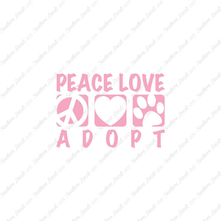 Peace Love Adopt Paw Print