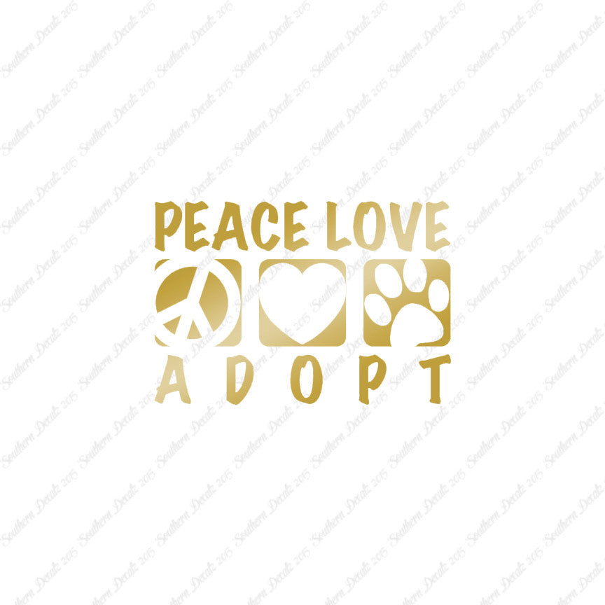 Peace Love Adopt Paw Print