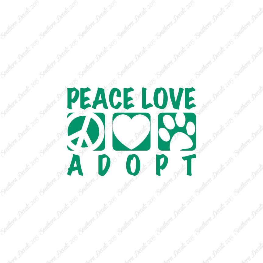Peace Love Adopt Paw Print