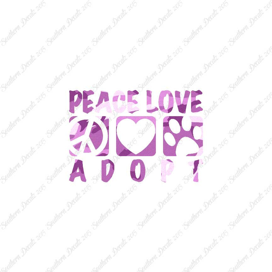 Peace Love Adopt Paw Print