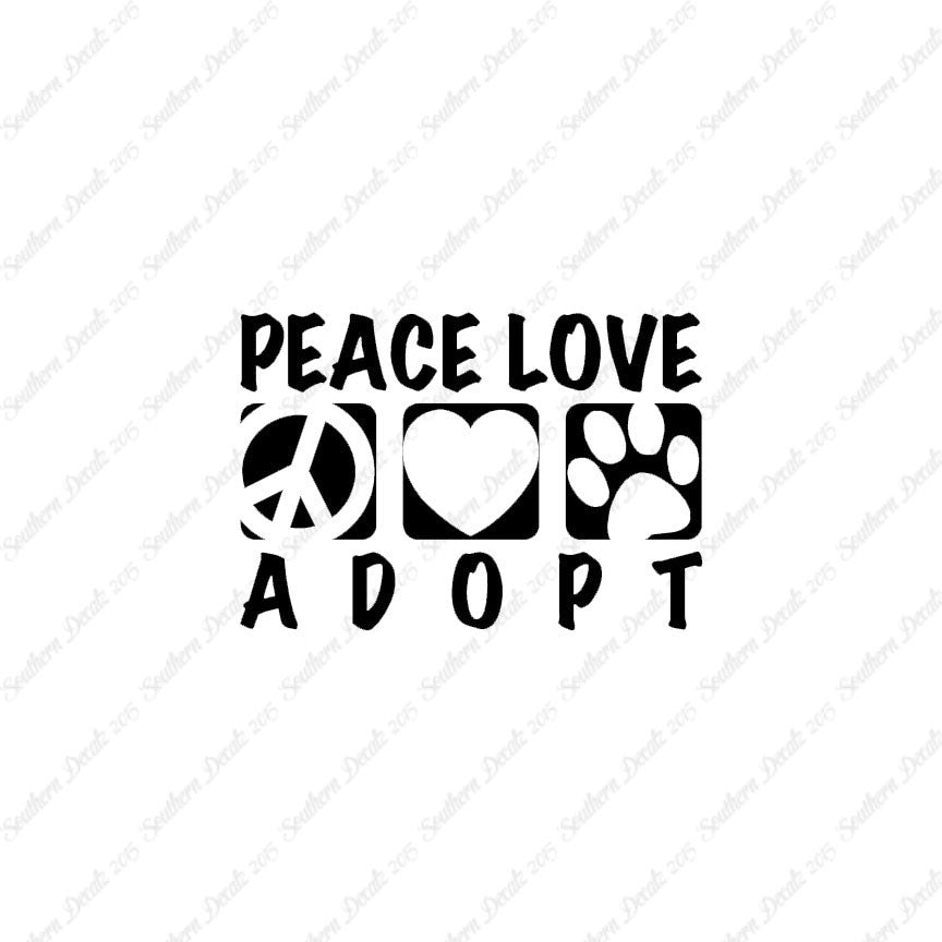 Peace Love Adopt Paw Print