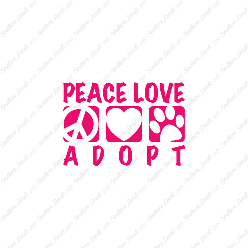 Peace Love Adopt Paw Print