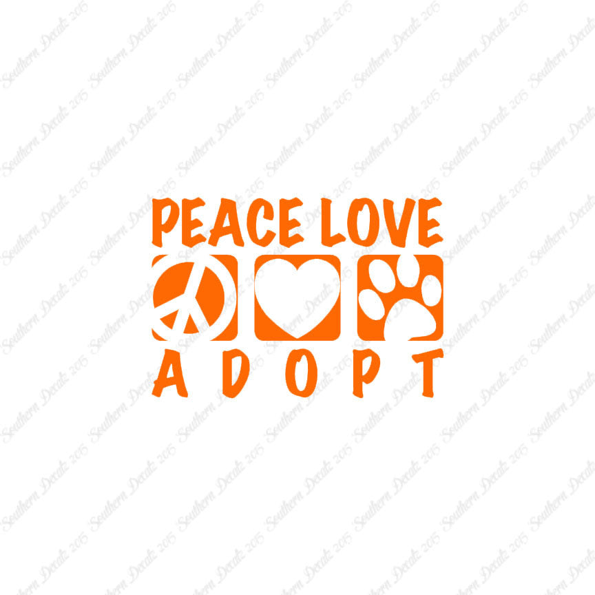 Peace Love Adopt Paw Print