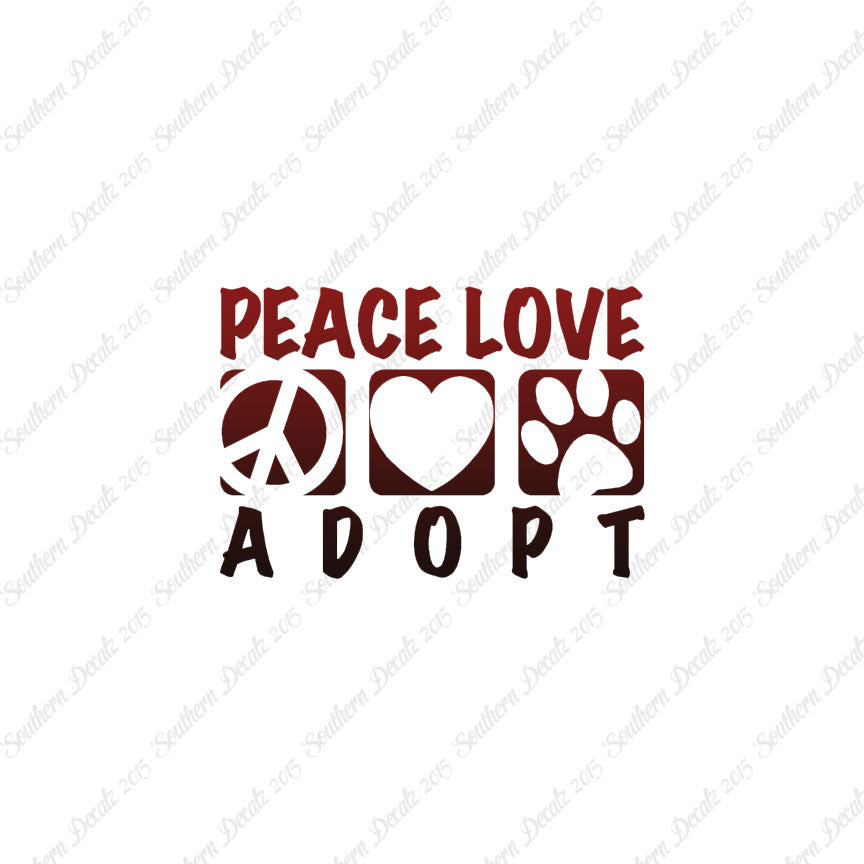 Peace Love Adopt Paw Print