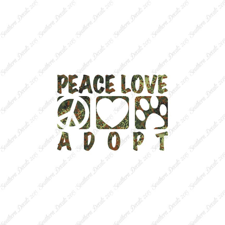 Peace Love Adopt Paw Print