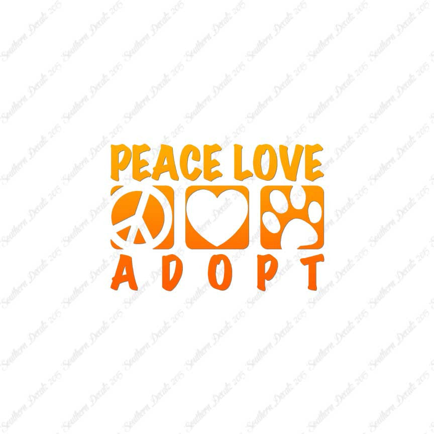 Peace Love Adopt Paw Print