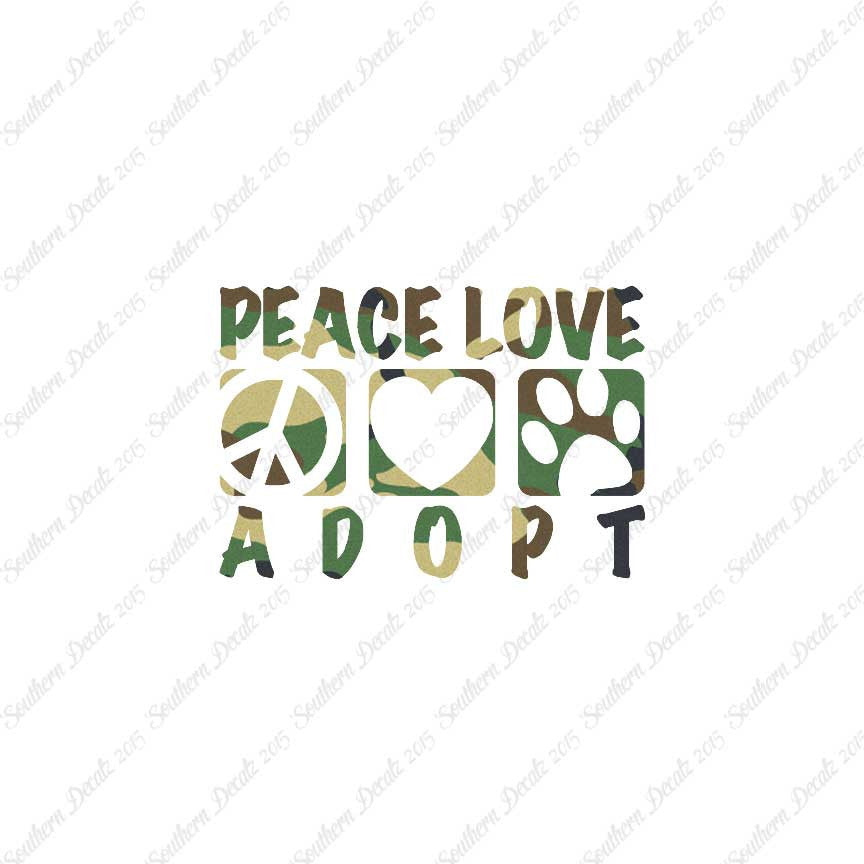 Peace Love Adopt Paw Print