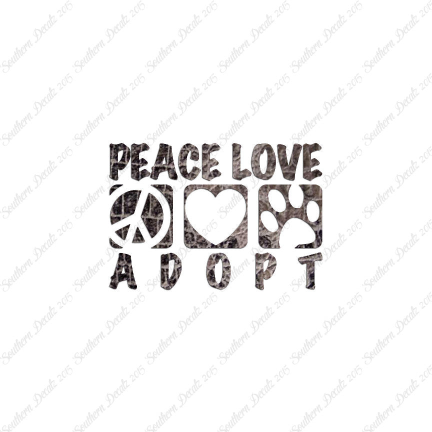 Peace Love Adopt Paw Print