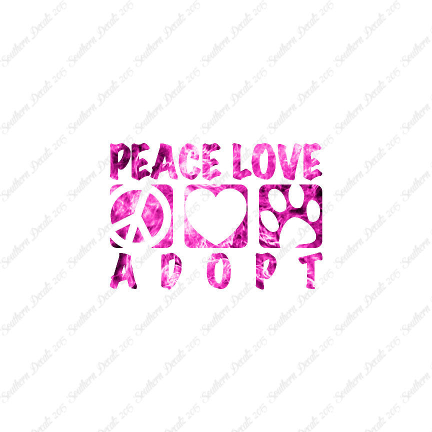Peace Love Adopt Paw Print