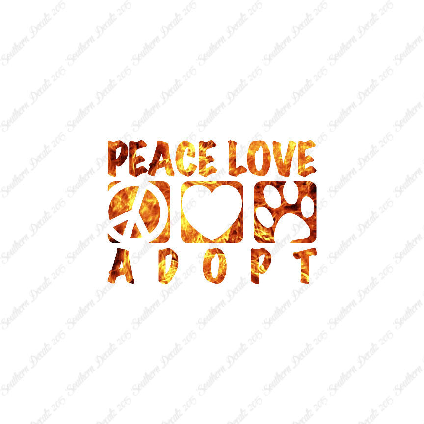 Peace Love Adopt Paw Print