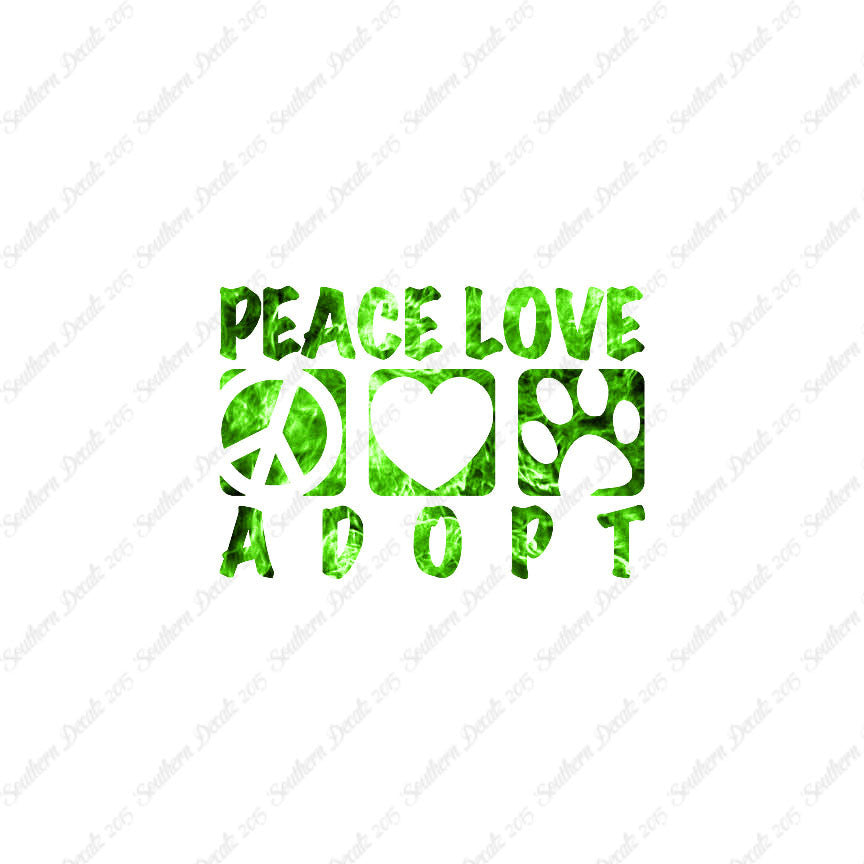 Peace Love Adopt Paw Print