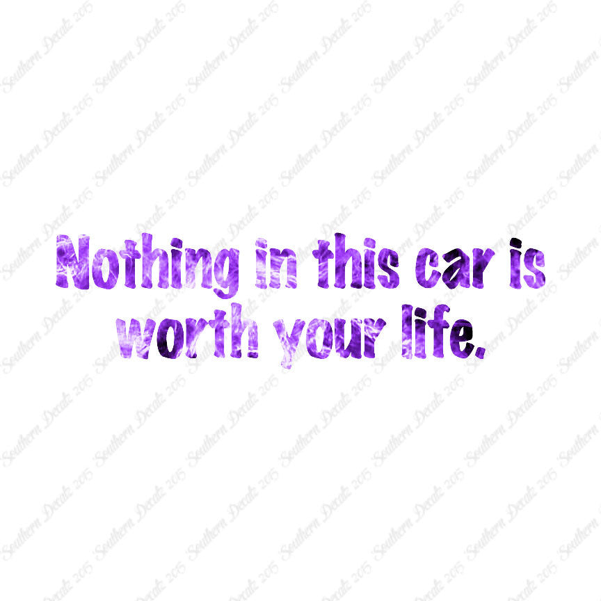 Nothing In Car Worth Your Life