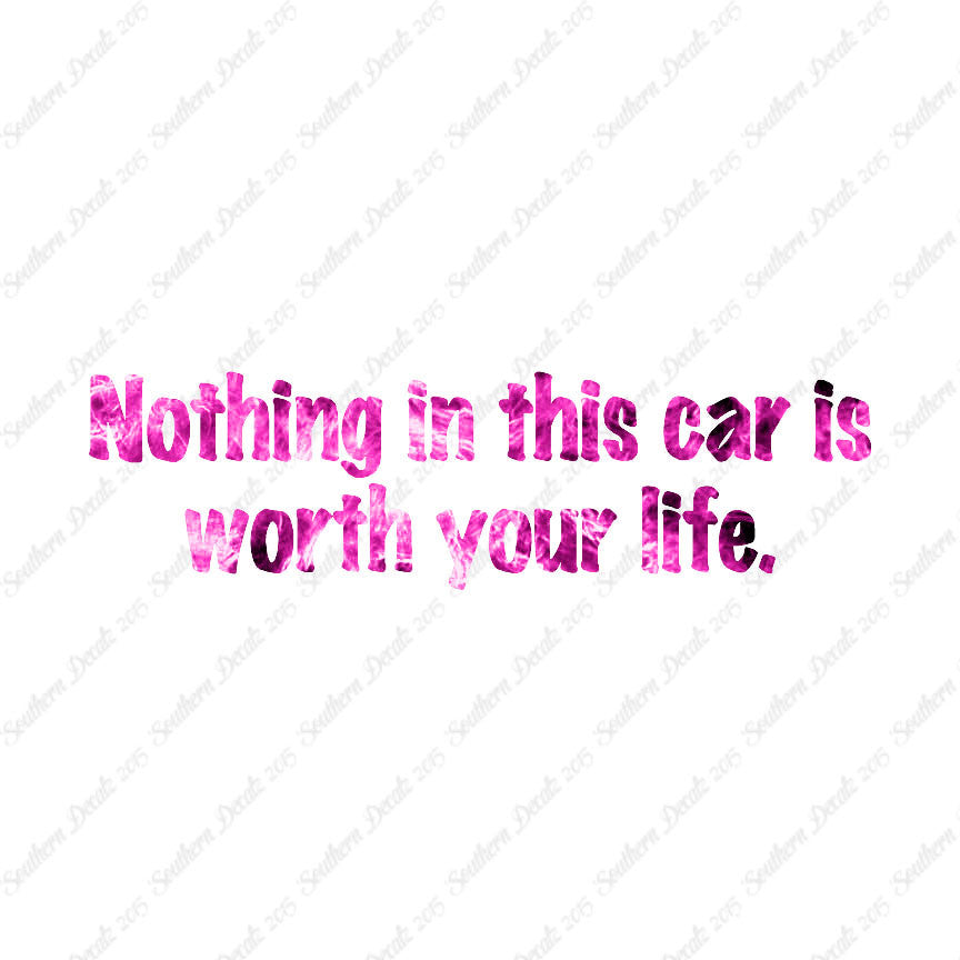 Nothing In Car Worth Your Life