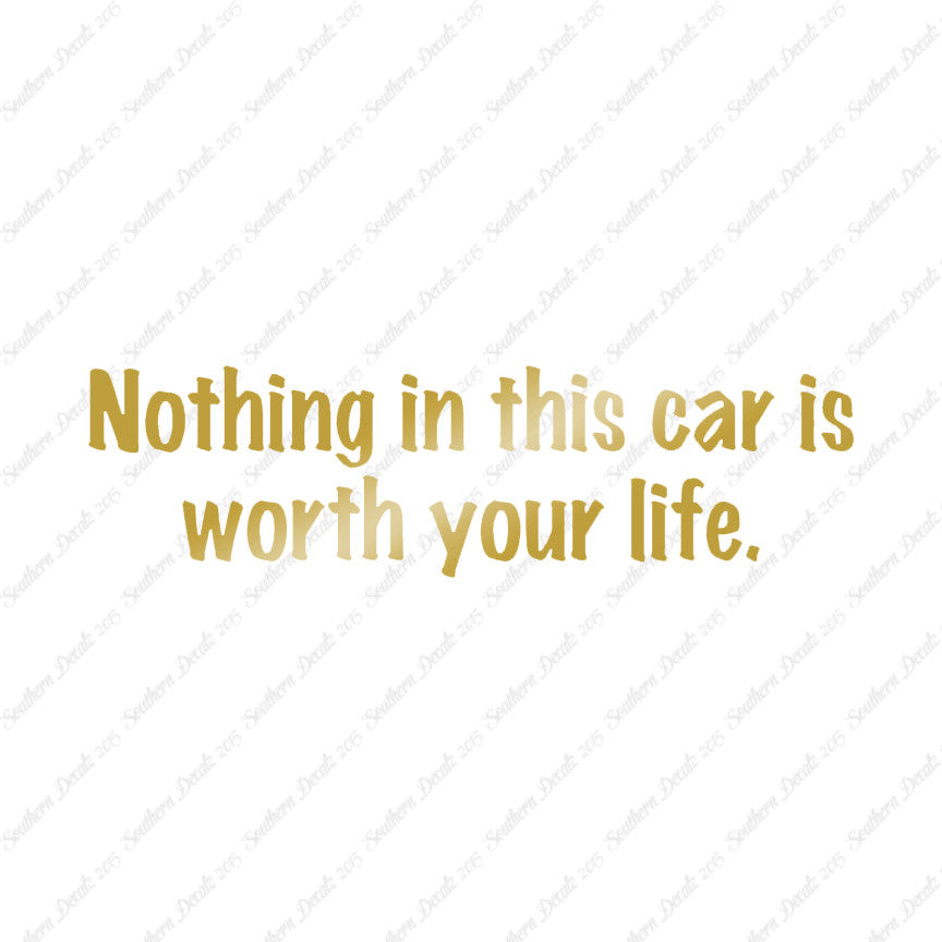 Nothing In Car Worth Your Life