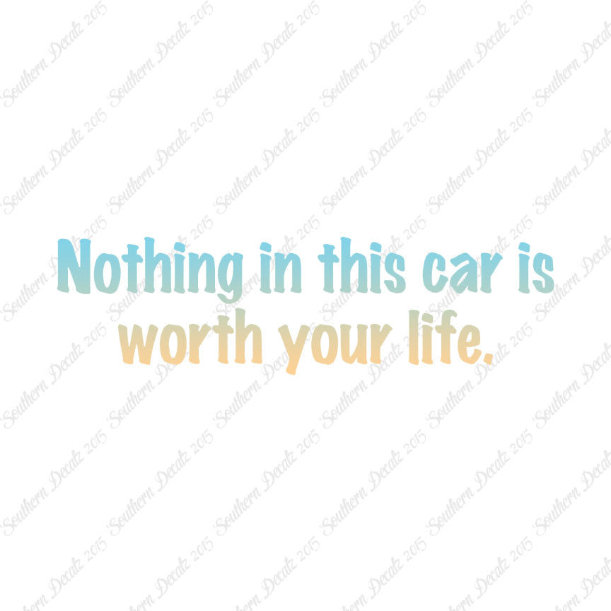 Nothing In Car Worth Your Life