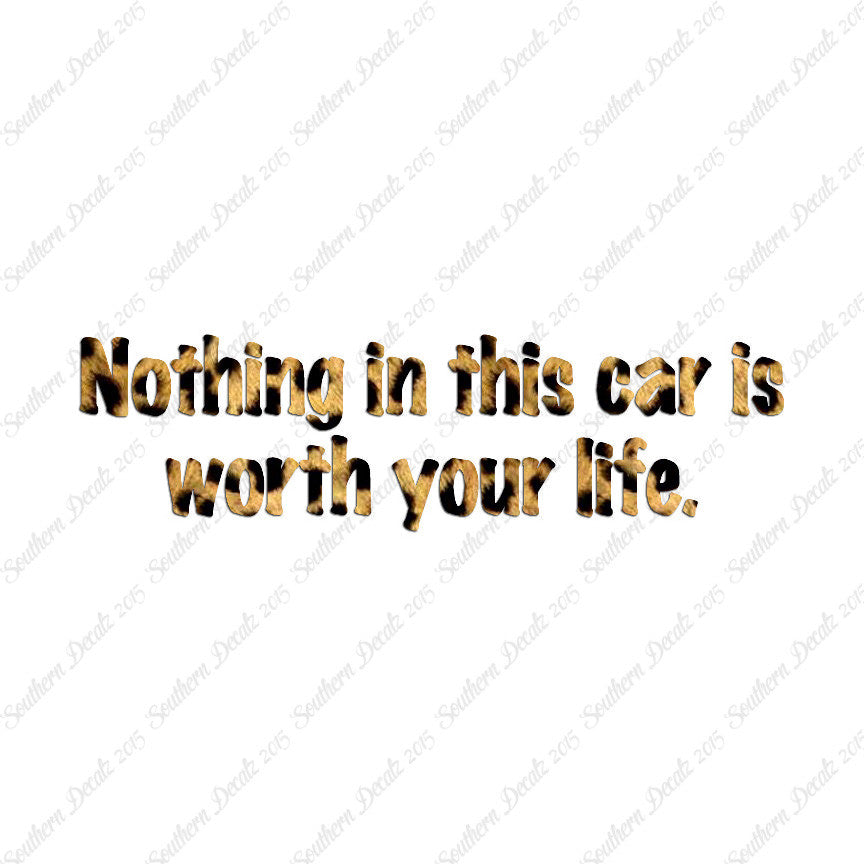 Nothing In Car Worth Your Life