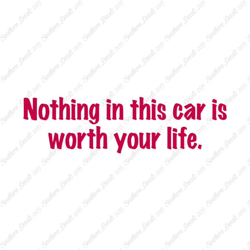 Nothing In Car Worth Your Life