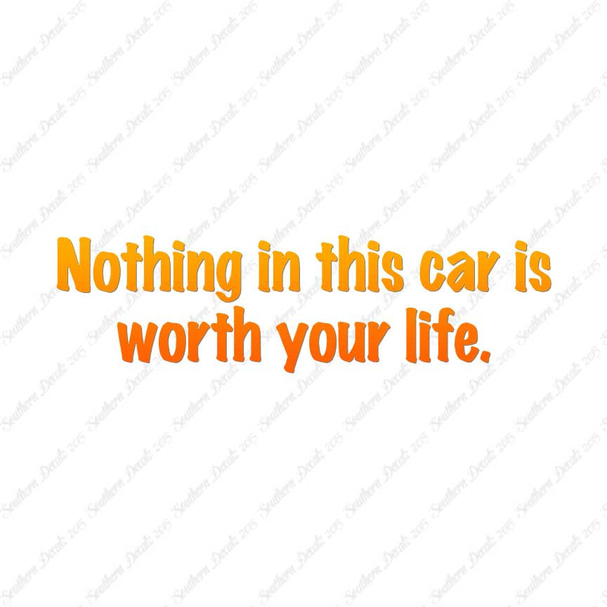 Nothing In Car Worth Your Life