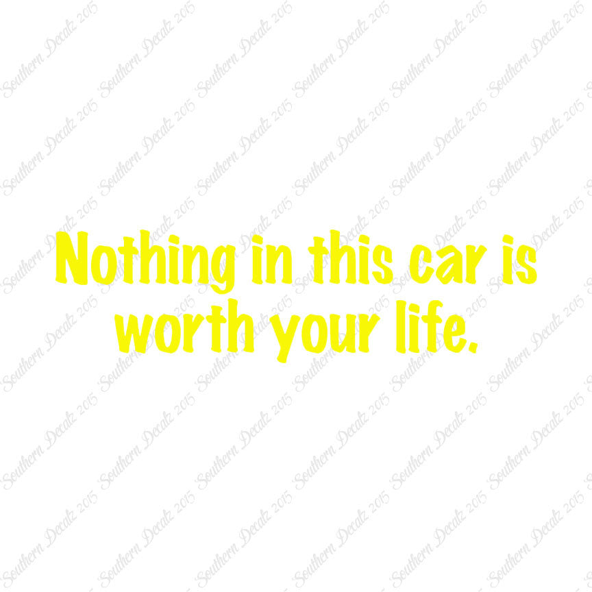 Nothing In Car Worth Your Life