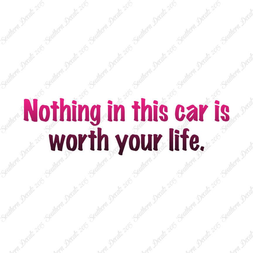 Nothing In Car Worth Your Life