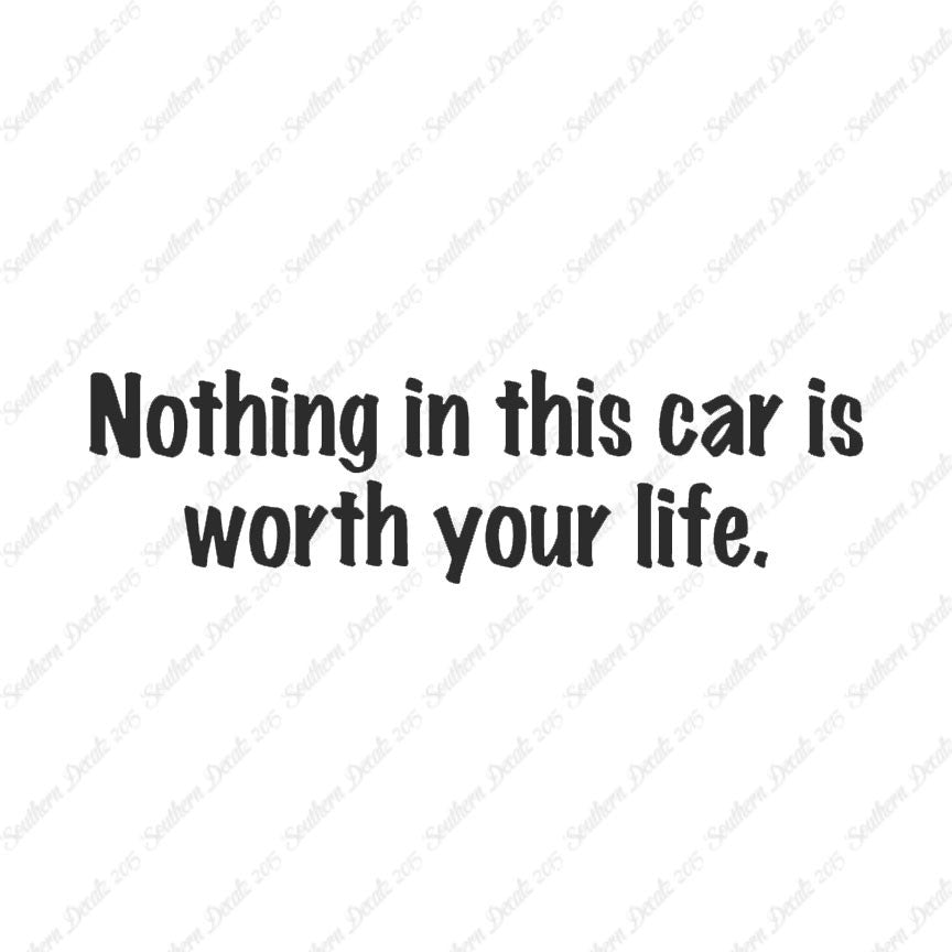 Nothing In Car Worth Your Life