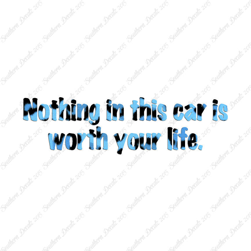 Nothing In Car Worth Your Life