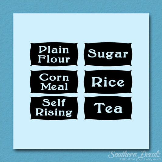 6 Cooking Labels Flour Sugar Rice Tea