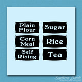 6 Cooking Labels Flour Sugar Rice Tea