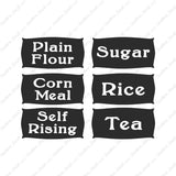 6 Cooking Labels Flour Sugar Rice Tea