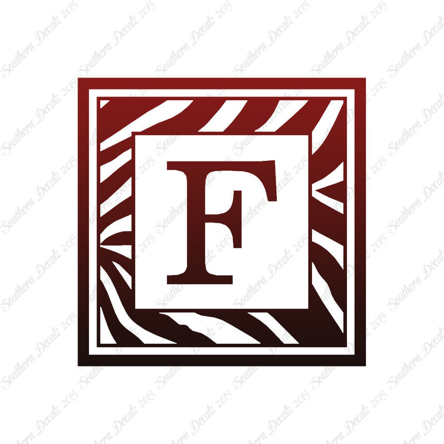 Zebra Decorative F Initial