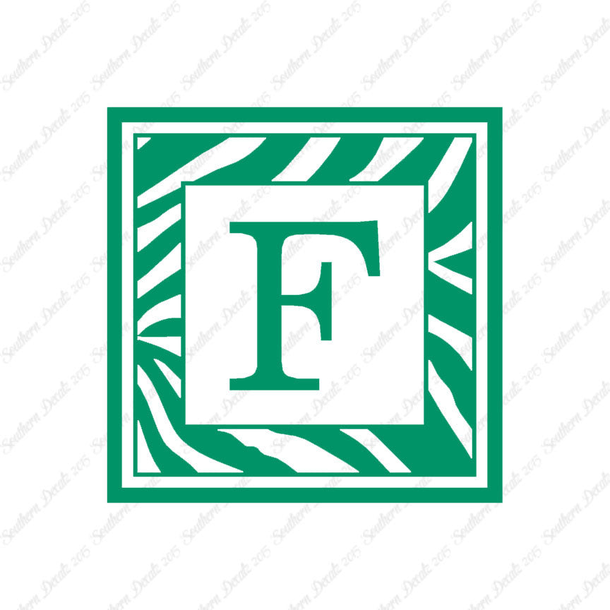 Zebra Decorative F Initial