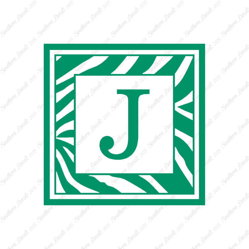 Zebra Decorative J Initial