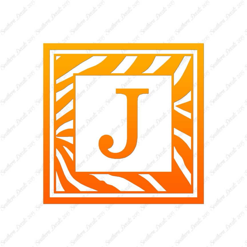 Zebra Decorative J Initial